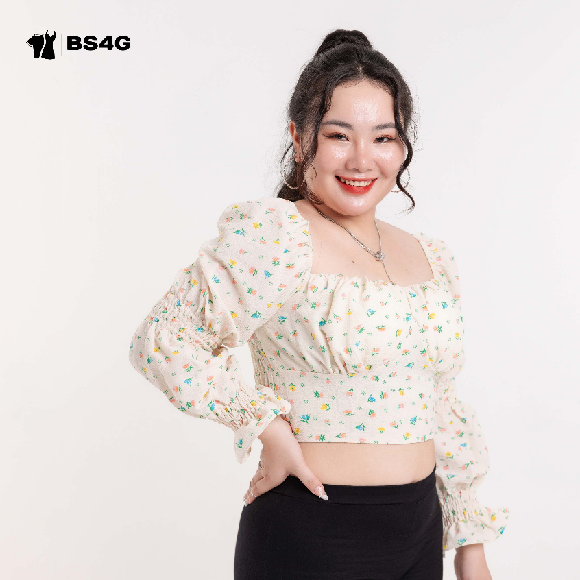 ÁO CROP HOA NHÍ TAY DÀI BIGSIZE - CR056