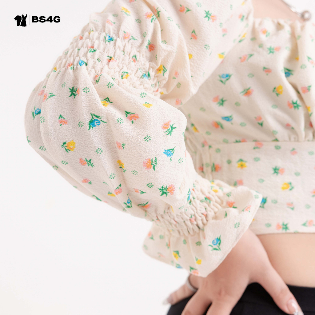 ÁO CROP HOA NHÍ TAY DÀI BIGSIZE - CR056