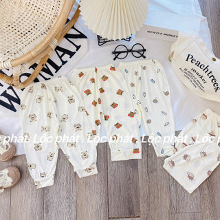 quần dài thun lạnh petit nền kem cho bé