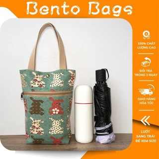 Túi đựng cốc giữ nhiệt, túi vải canvas đựng hộp cơm, bình nước ly giữ nhiệt có quai xách size lớn starbucks TDBN01