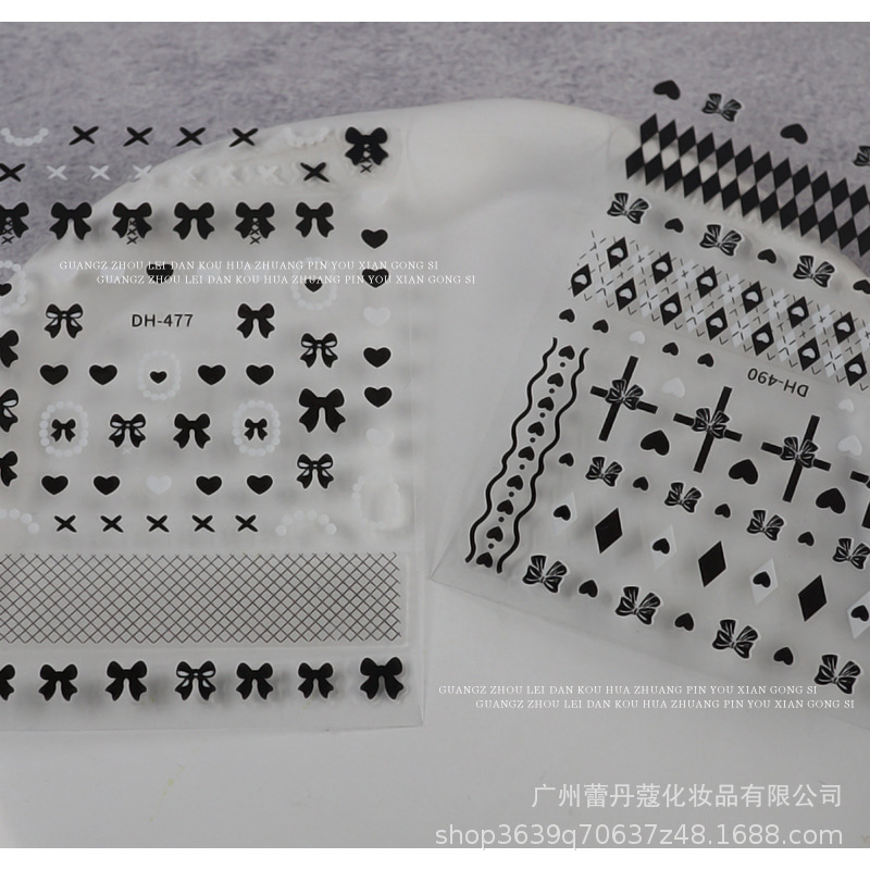 Sticker nail, miếng dán móng tay hình mèo, hình nơ, trái tim, bông hoa