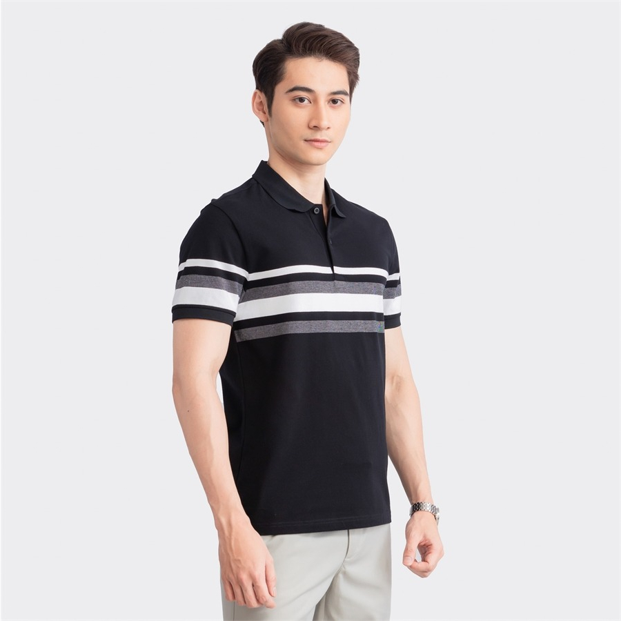 Áo polo ngắn tay ARISTINO phom Slim fit ôm nhẹ, họa tiết kẻ thân trước nam tính, lịch lãm -  APS119S3