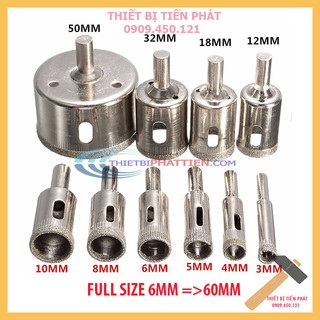 Mũi Khoan Kính Đá, Khoét Lỗ Cao Cấp NUR Đủ Các Kích Cở Full Size Từ 6mm - 60mm (Chính Hãng)