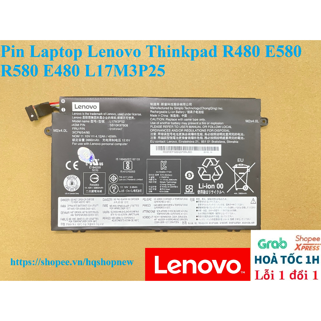 ⚡ Pin Laptop Lenovo Thinkpad R480 E580 R580 E480 L17M3P25