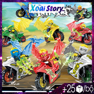 Đồ chơi lắp ráp nhân vật ninja có cánh bộ 8 nhân vật kèm moto