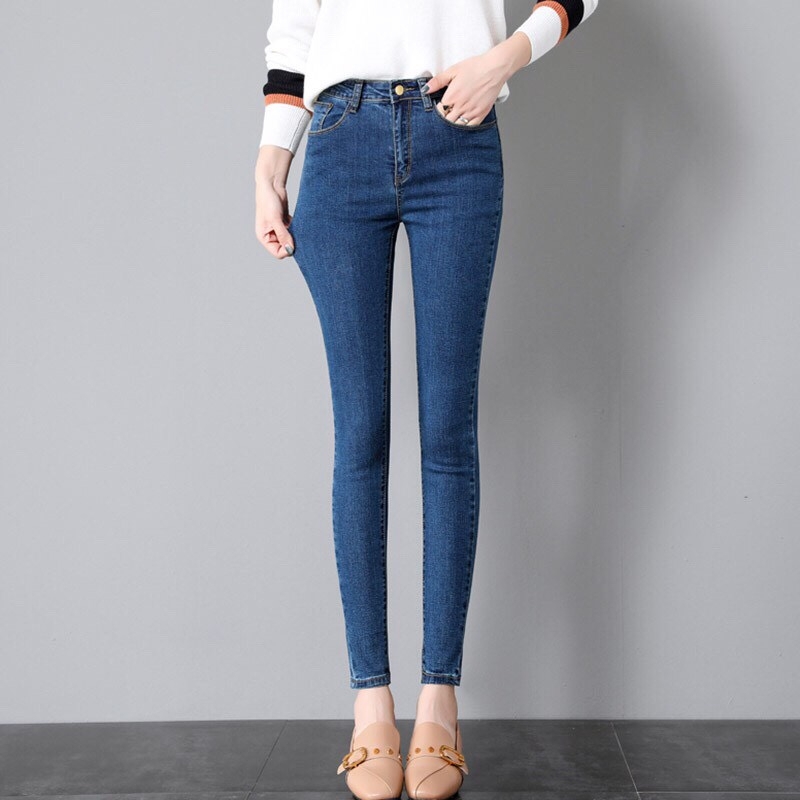 Quần jean nữ,quần bò nữ 🍀🍀co giãn lưng cao ,quần jean trơn skinny dáng ôm