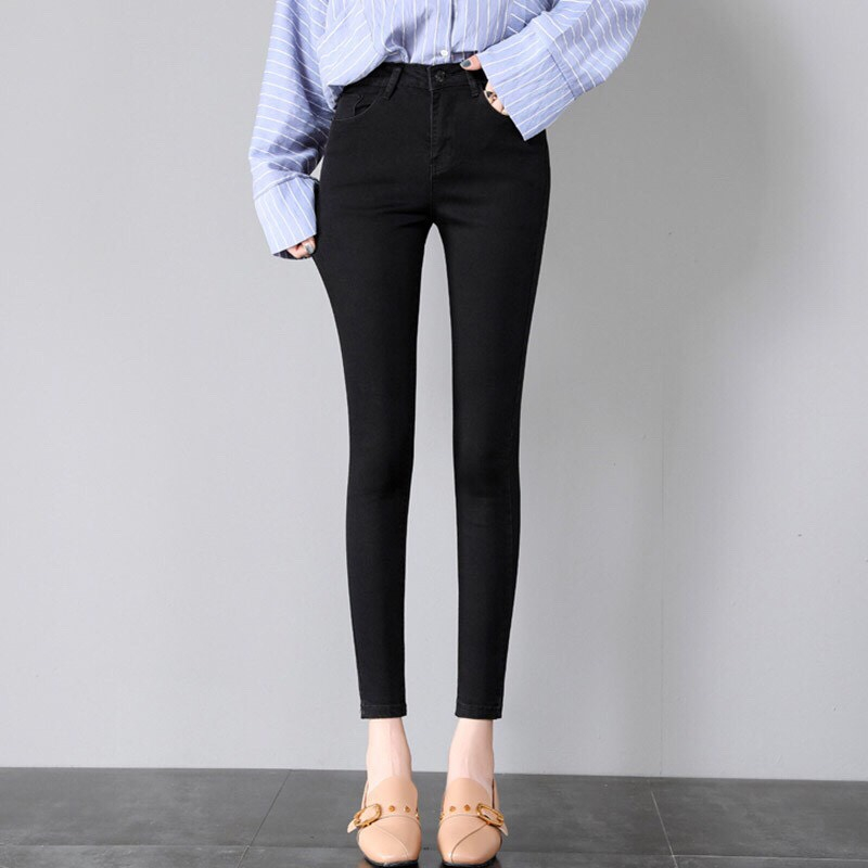 Quần jean nữ,quần bò nữ 🍀🍀co giãn lưng cao ,quần jean trơn skinny dáng ôm