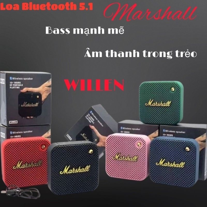 Loa bluetooth mini Marshall willen không dây bass mạnh cho điện thoại máy tính laptop pc giá rẻ bass treble hay