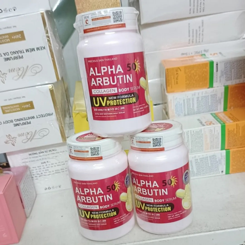 Kem Kích Trắng Alpha Arbutin chống nắng SPF 50+ COLLAGEN 250gr Trắng Nhanh Mềm Mịn da Mờ Thâm