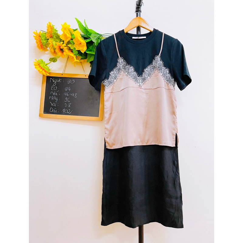 Đầm Dáng Dài, Lụa Phối Thun, Hiệu Dazzle, 2hand
