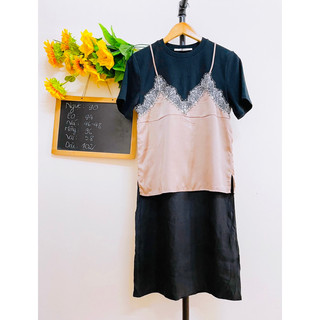 Đầm Dáng Dài, Lụa Phối Thun, Hiệu Dazzle, 2hand