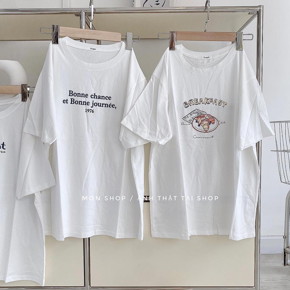 Áo thun trắng in hình dễ thương