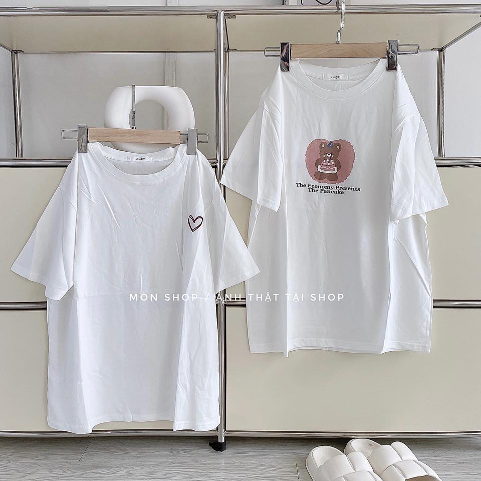 Áo thun trắng in hình dễ thương