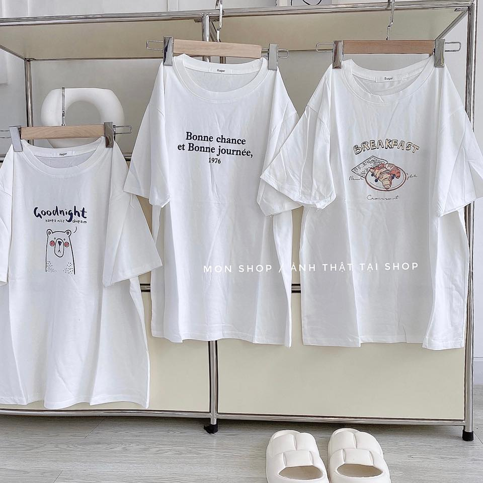 Áo thun trắng in hình dễ thương