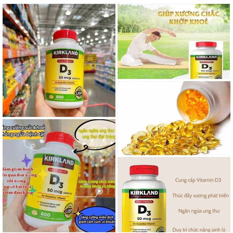 [ Hãng Mỹ chính hãng] Vitamin D3 D 50mcg (2000IU) Kirkland 600 viên