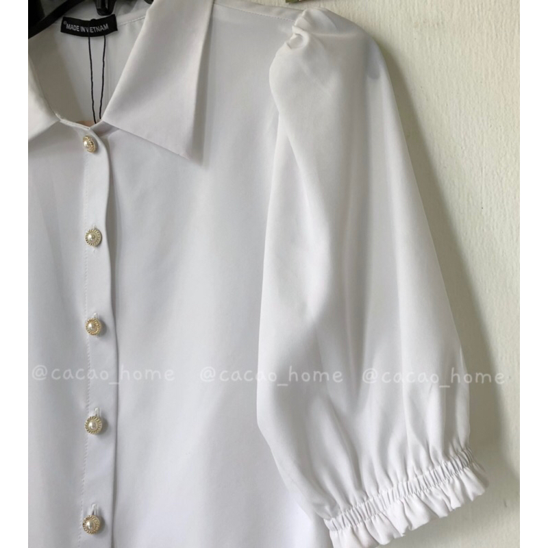 Set áo sơ mi trắng tiểu thư và đầm yếm túi vuông túi giỏ xách dễ thương tặng kèm cột tóc vải cùng màu