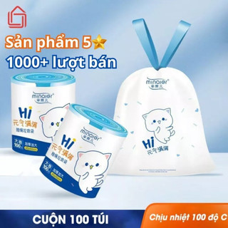 Túi đựng rác dây rút Minaier chống rò rỉ nước | Túi đựng rác cuộn 100 túi siêu dai kích thước 45*50cm