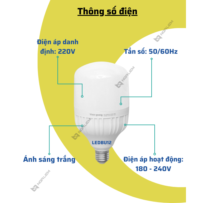 Bóng đèn led trụ ĐIỆN QUANG 10W, 20W, 30W, 40W, 50W, 80W, 100W, Ánh sáng trắng, tiết kiệm điện – Giá tốt nhất thị trường