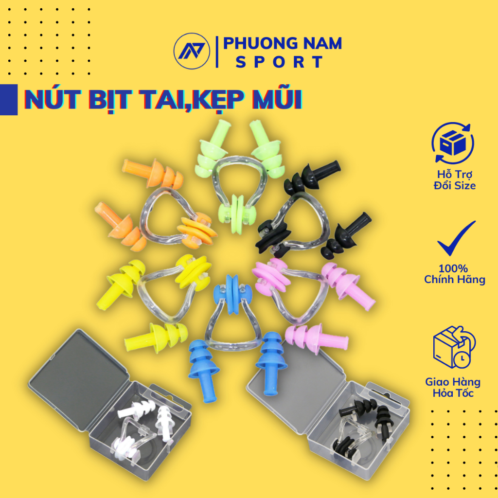 Bộ Bịt Tai chống nước vào tai, Kẹp Mũi chống nước khi bơi