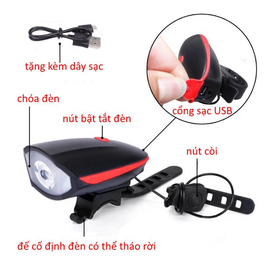 Đèn xe đạp thể thao led chống nước ĐÈN SÁNG CÒI TO xe đạp thể thao