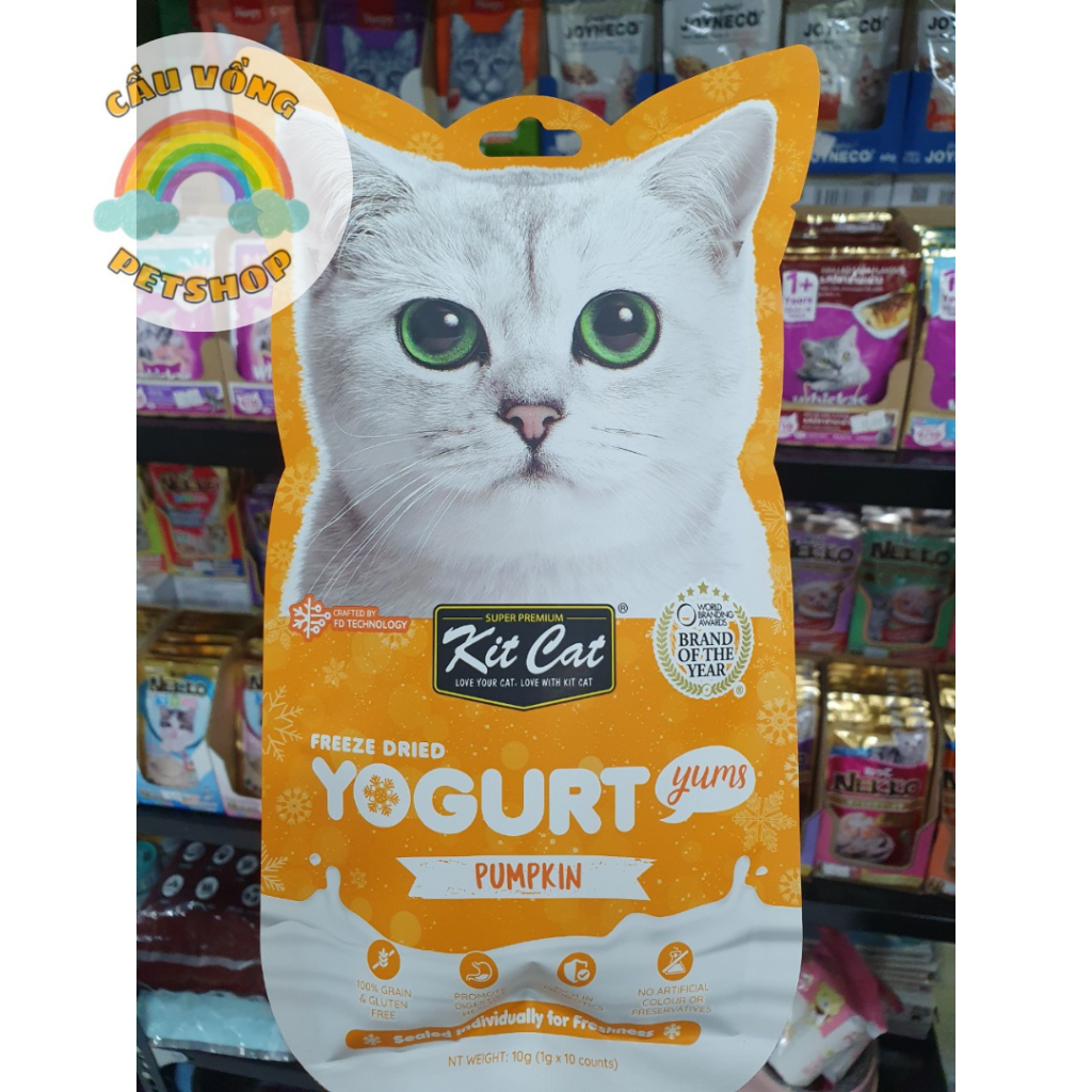 Yogurt sấy viên mix trái cây tan mịn KITCAT bổ sung dinh dưỡng cho mèo - Combo 5 viên / 10 viên