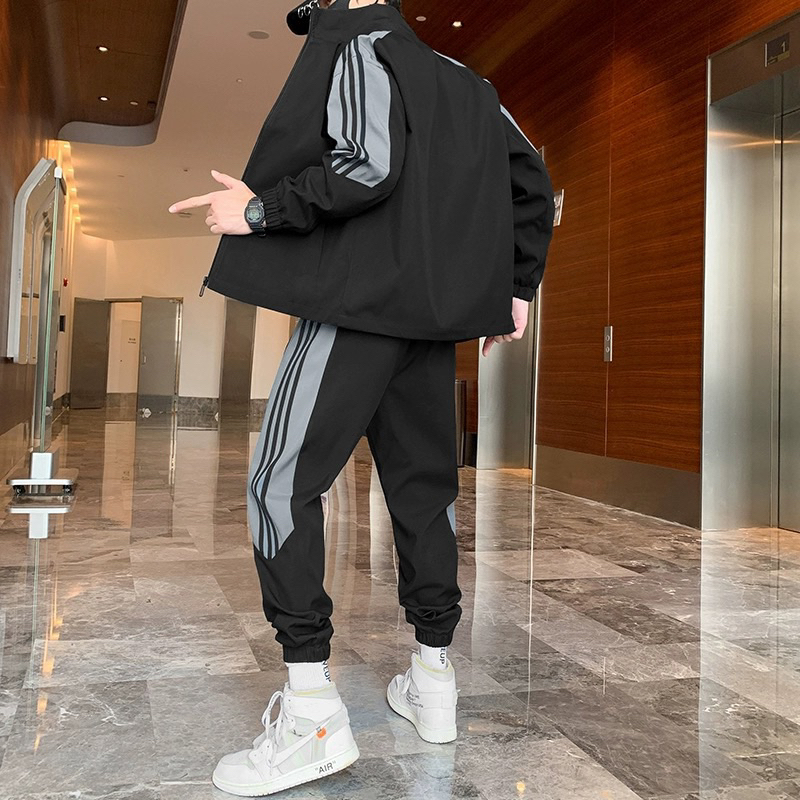 Set áo khoác thể thao nam, áo khoác thể thao kèm quần cho nam vải mát size M L XL 2XL