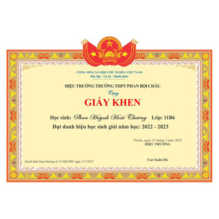 Giấy khen TH-THCS-THPT thiết kế riêng