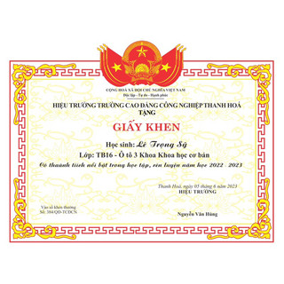 Giấy khen TH-THCS-THPT thiết kế riêng