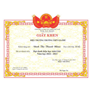 Giấy khen TH-THCS-THPT thiết kế riêng