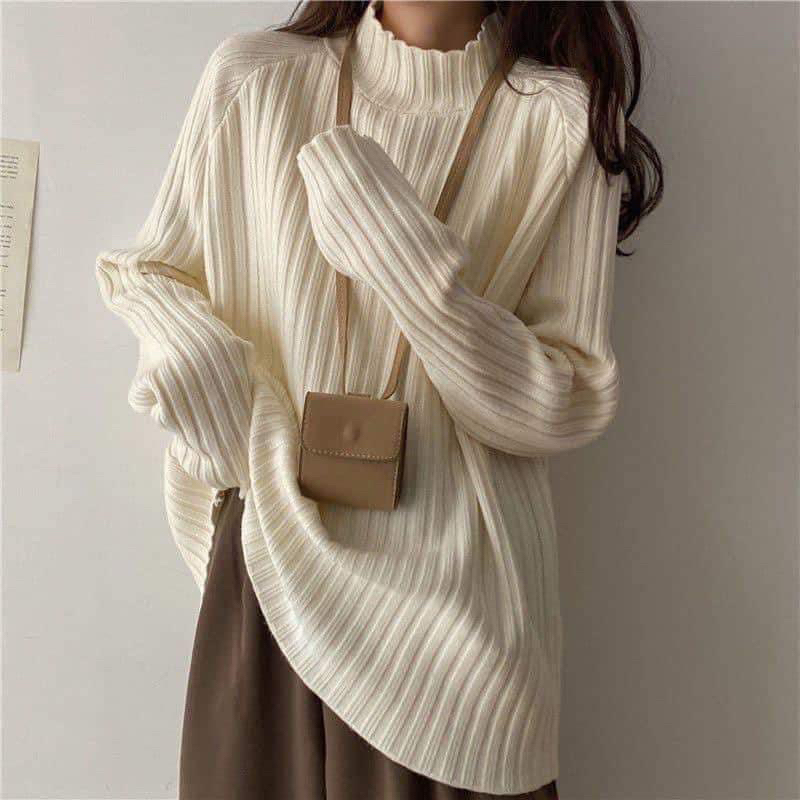 Áo Dệt Kim Cao Cổ Màu Basic ig:peachy__order