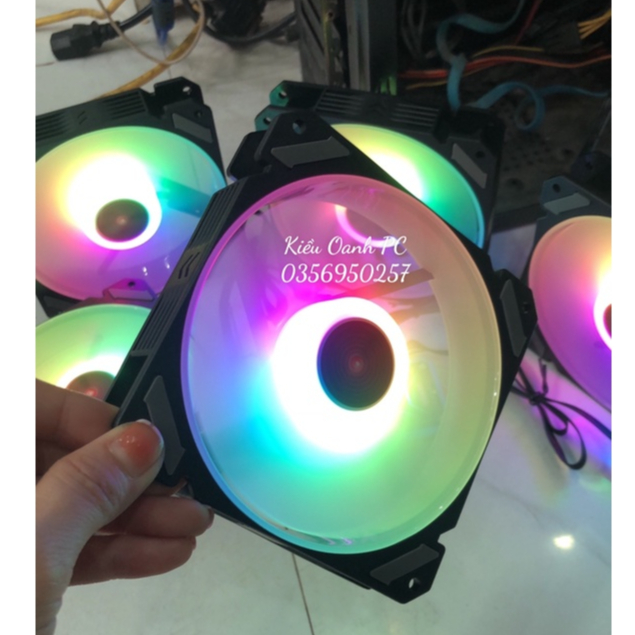 Quạt Tản Nhiệt, Fan Led RGB Coolmoon V7 - Led Dual Ring (Led tâm + Led viền) - Tặng kèm ốc vít