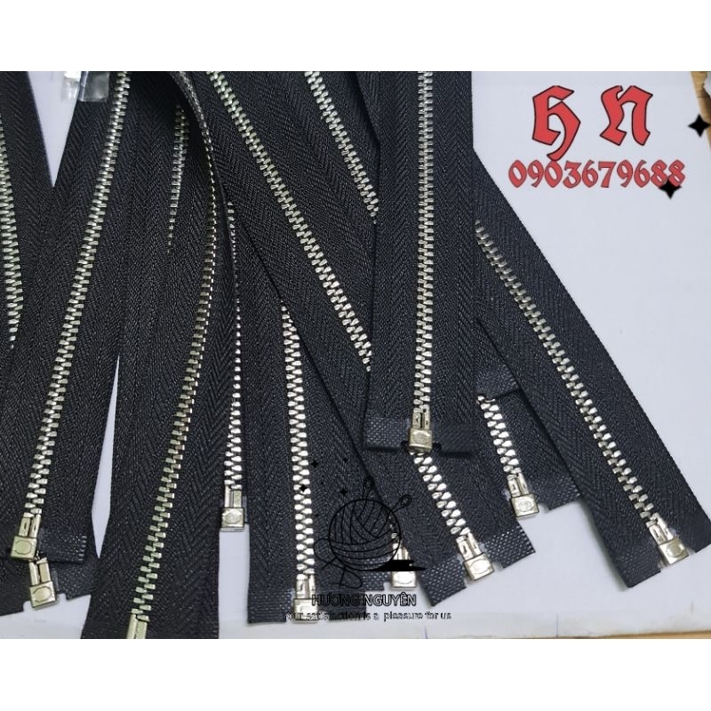 12 Dây kéo hkk BÓNG SÁNG răng 3 10cm 12cm 15cm 20cm may quần áo