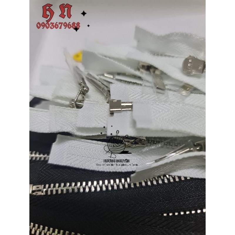 12 Dây kéo hkk BÓNG SÁNG răng 3 10cm 12cm 15cm 20cm may quần áo