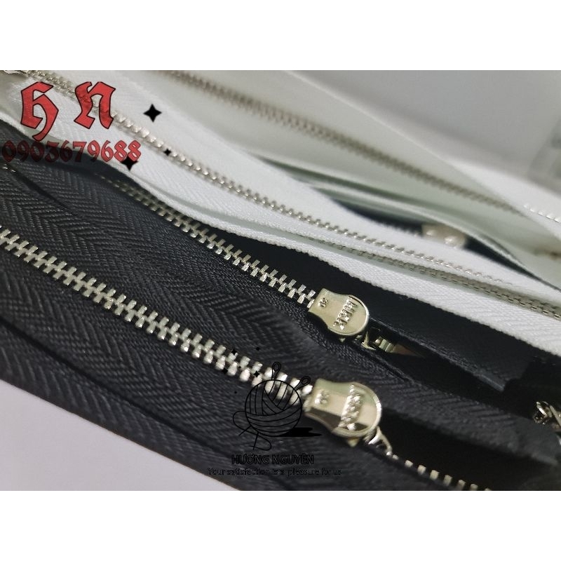 12 Dây kéo hkk BÓNG SÁNG răng 3 10cm 12cm 15cm 20cm may quần áo