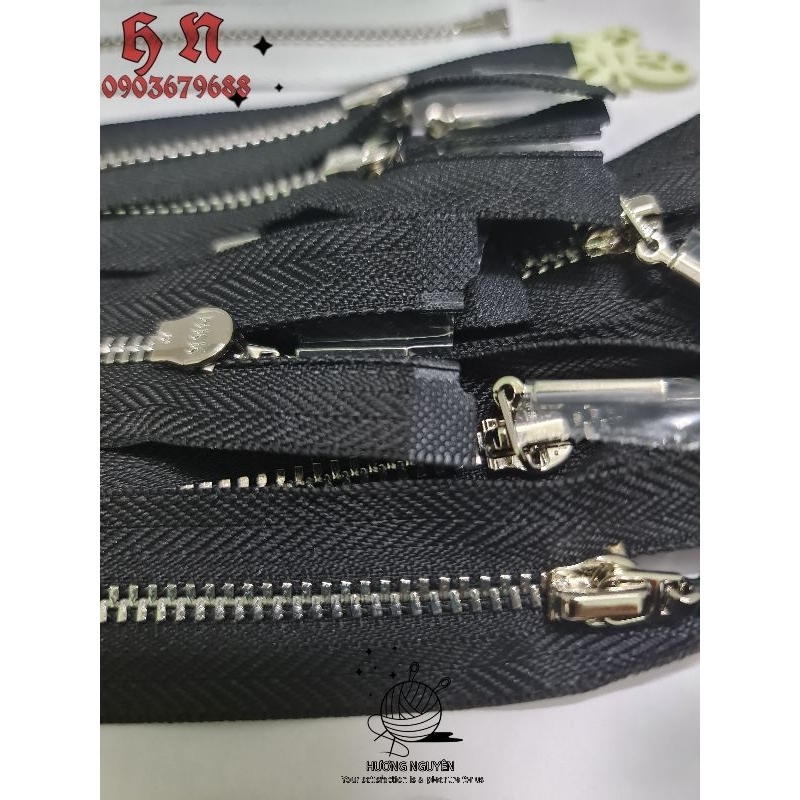 12 Dây kéo hkk BÓNG SÁNG răng 3 10cm 12cm 15cm 20cm may quần áo