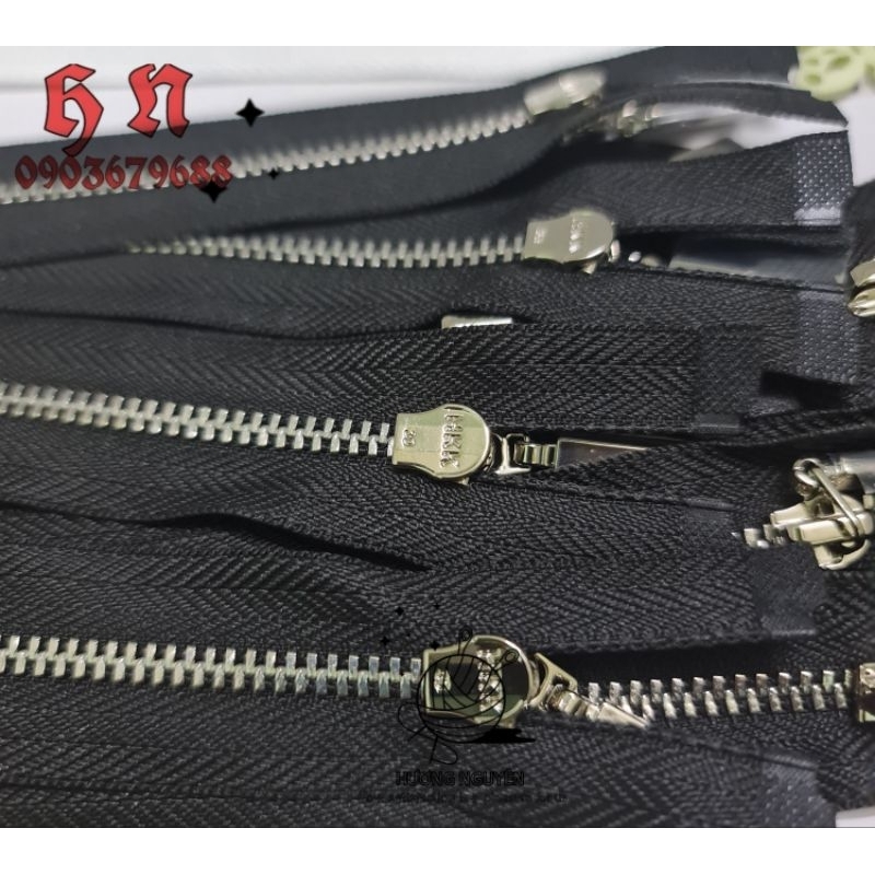 12 Dây kéo hkk BÓNG SÁNG răng 3 10cm 12cm 15cm 20cm may quần áo