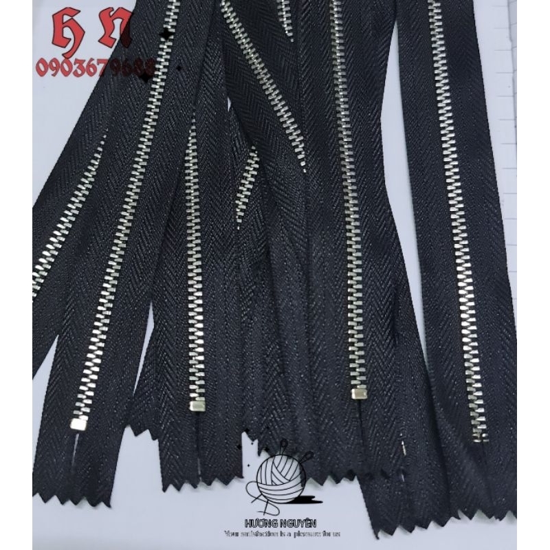 12 Dây kéo hkk BÓNG SÁNG răng 3 10cm 12cm 15cm 20cm may quần áo