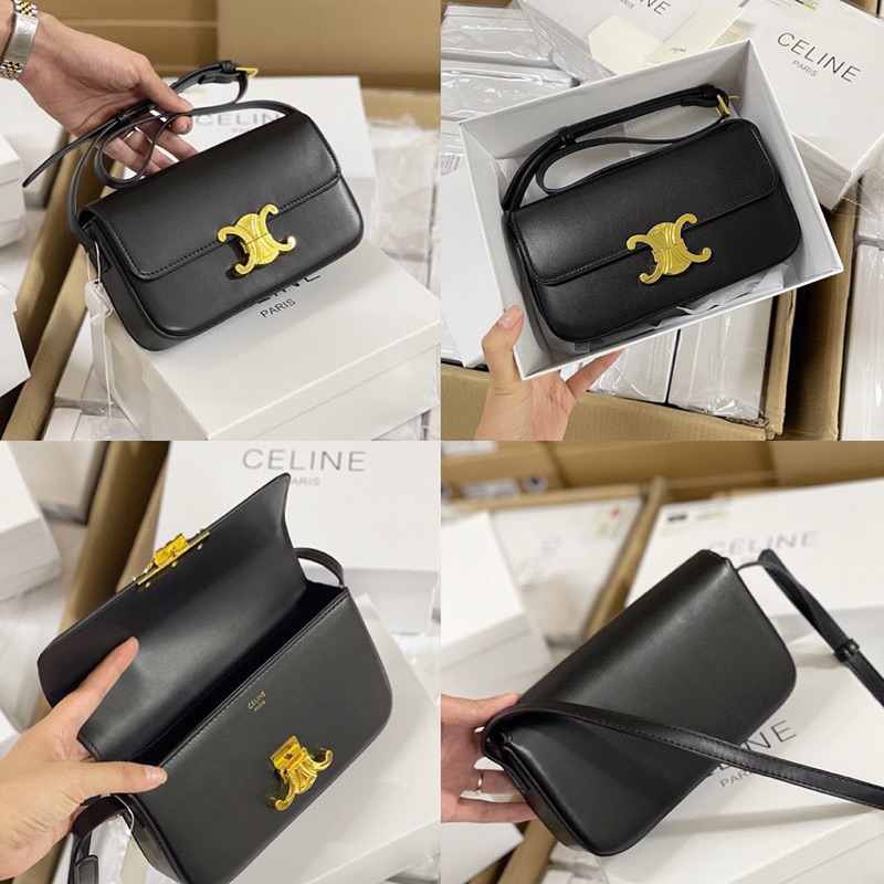 Túi đeo kẹp nách nữ hãng Ce.li.ne cao cấp ví dáng dài size 22cm khóa bấm chữ X thời trang LISA BlackPink