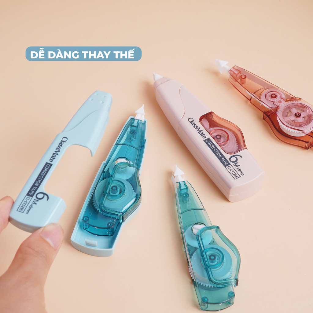 Băng xoá giấy CLASSMATE nhiều màu, bút xoá kéo cao cấp che phủ tốt có kèm lõi thay thế CT125S