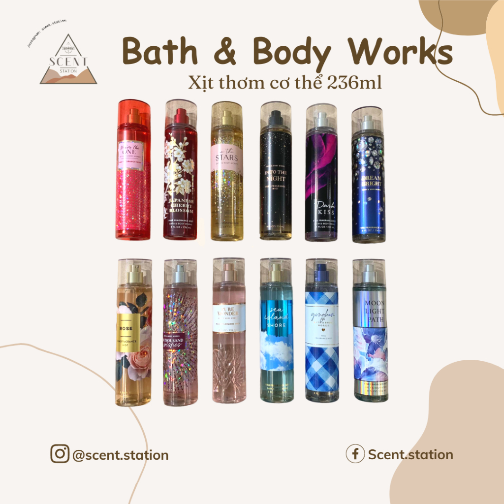 Xịt thơm cơ thể Body mist Bath & Body Works 236ml