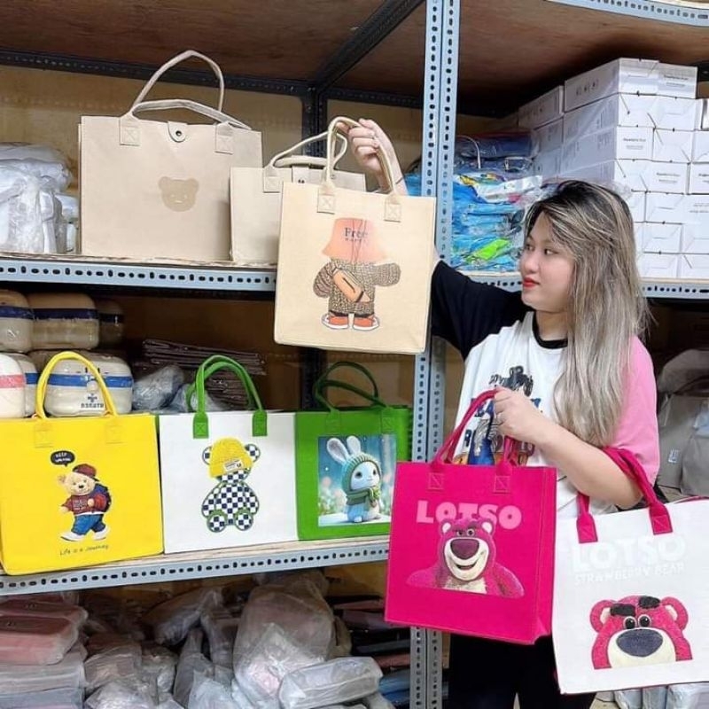 Túi vải nỉ, túi xách hình gấu cưng xỉu
