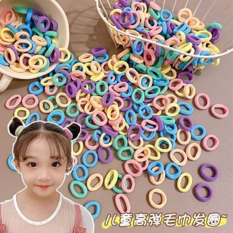 Túi 500 dây chun buộc tóc đủ màu sắc cho bé