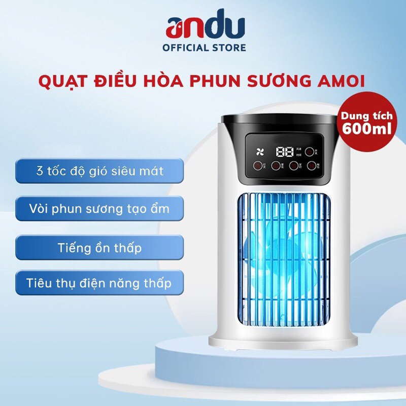 Quạt Điều Hòa Mini Amoi, Quạt Hơi Nước Mini, Quạt Máy Lạnh Mẫu Mới Với 6 Cấp Độ Gió, Có Hẹn Giờ Làm Mát Cực Nhanh