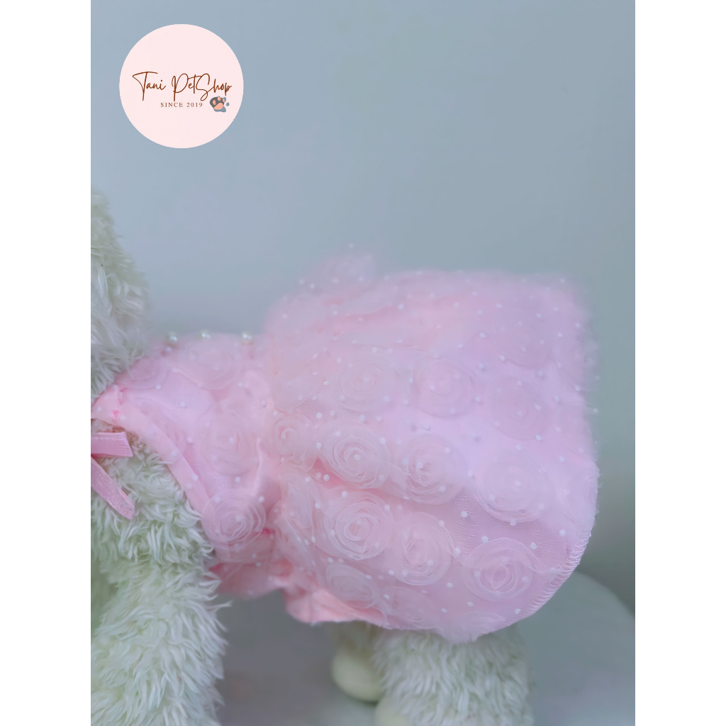 Váy Đầm Lưới Nổi Hoa Cho Thú Cưng - Váy Đầm Mặc Đám Cưới - Áo Cho Chó Mèo Cao Cấp Tanipetshop