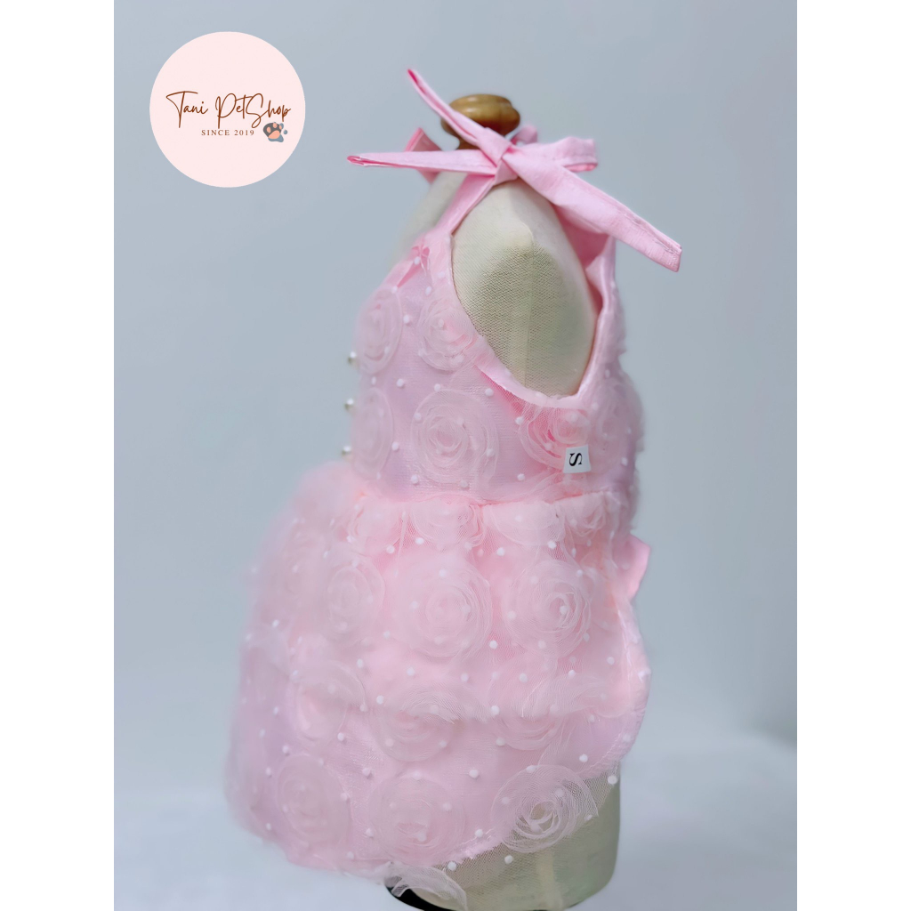 Váy Đầm Lưới Nổi Hoa Cho Thú Cưng - Váy Đầm Mặc Đám Cưới - Áo Cho Chó Mèo Cao Cấp Tanipetshop