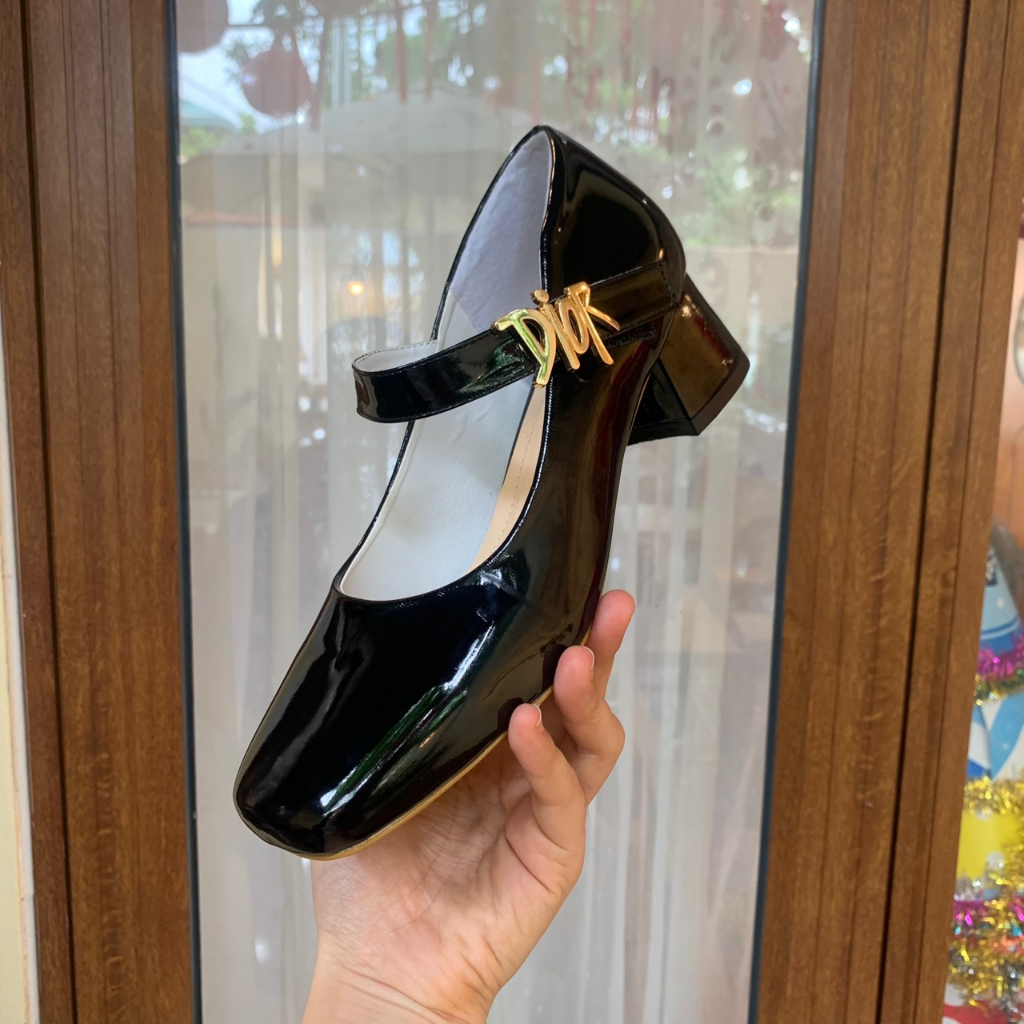 Giày Mary Jane cao gót 5cm da bóng cao cấp giày Lolita nữ phong cách Pháp hiện đại
