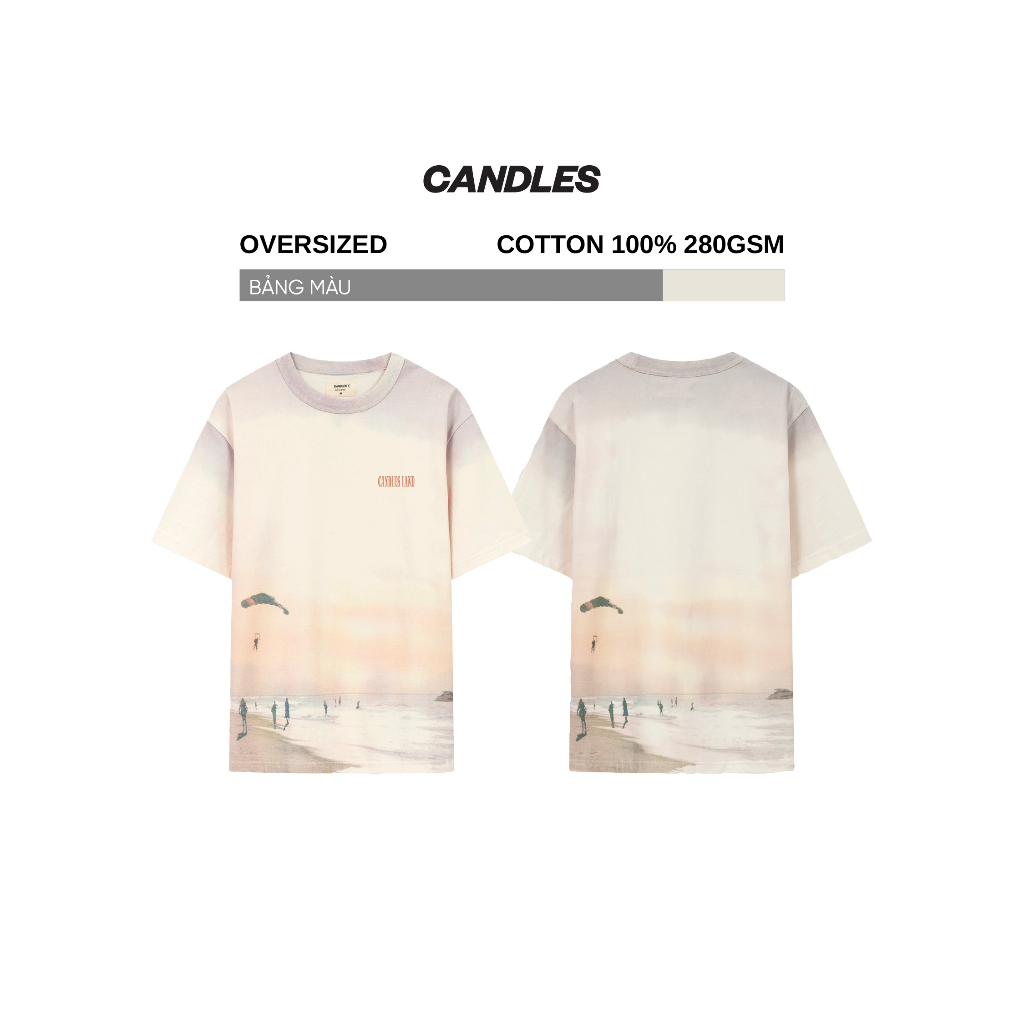 Áo thun nam nữ oversize CANDLES PEACE T-SHIRT chất liệu cotton 100% 280gsm in họa tiết overprint chính hãng