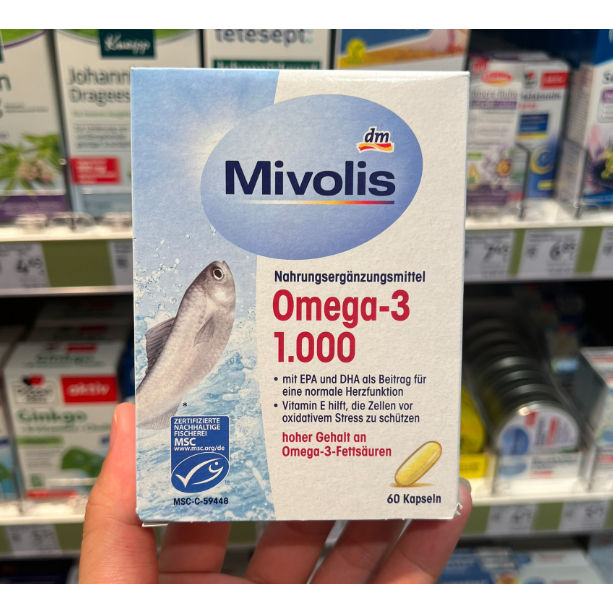 [Mivolis] Dầu Cá Omega-3 1000 (Đức) - Mivolis Omega-3 Leinöl 1.000 (60 viên)