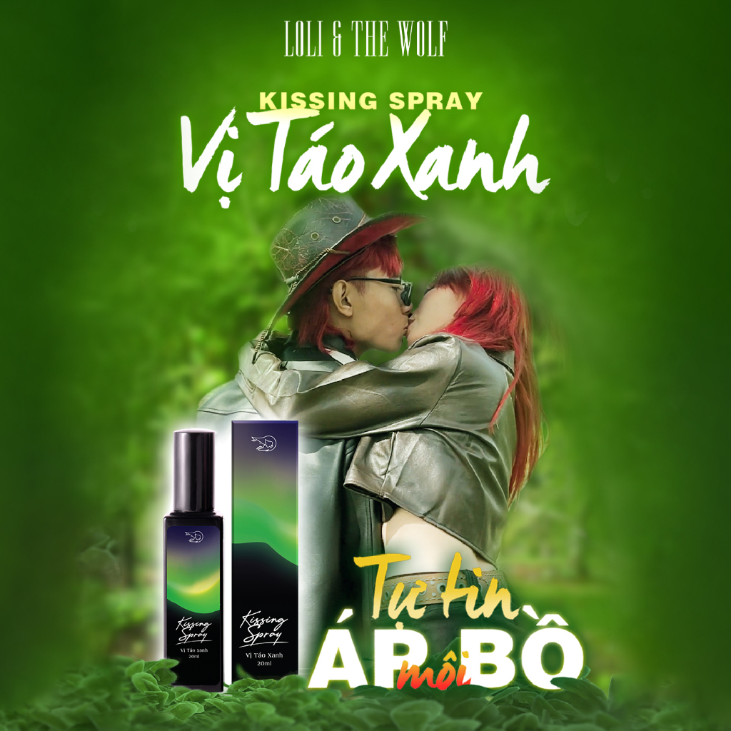 Xịt Thơm Miệng Kissing Spray Loli & The Wolf Hương Táo Xanh Vị Bạc Hà Thơm Mát Chai 20ml