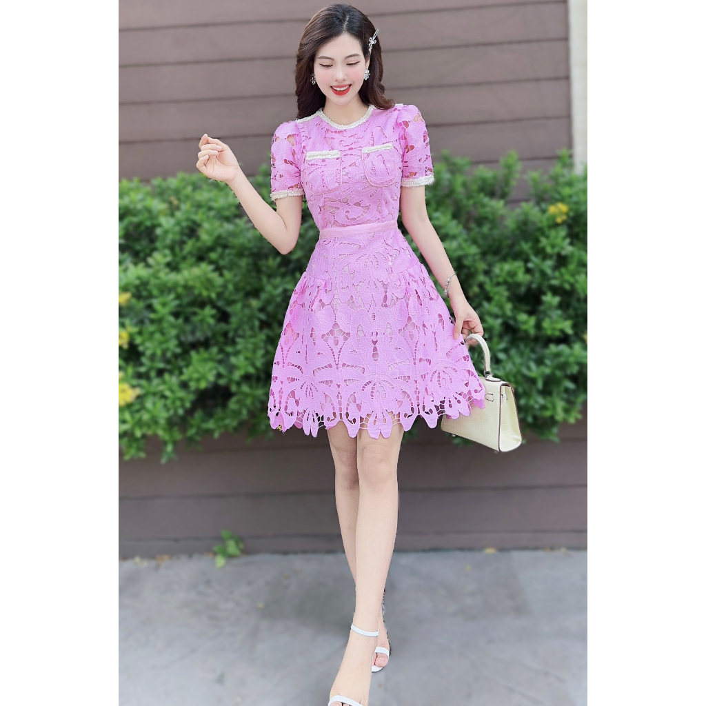 Váy Thiết Kế Mine Dress Chất Liệu Vải Ren Cao Cấp Màu Tím - Đầm Thiết Kế Thanh Lịch Trẻ Trung